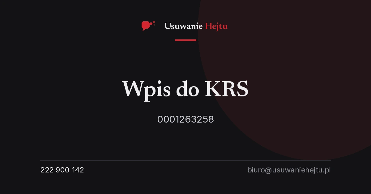 Fundacja Usuwanie Hejtu - Wpis do KRS