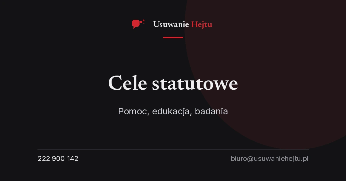 Cele statutowe - Fundacja Usuwanie Hejtu