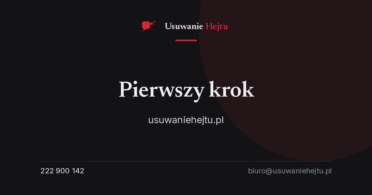 Pierwszy krok - Fundacja Usuwanie Hejtu
