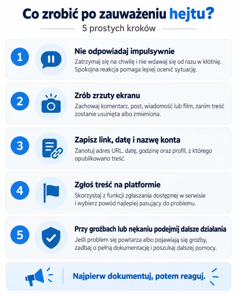 Co zrobić po zauważeniu hejtu