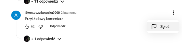 Zgłaszanie komentarza YT