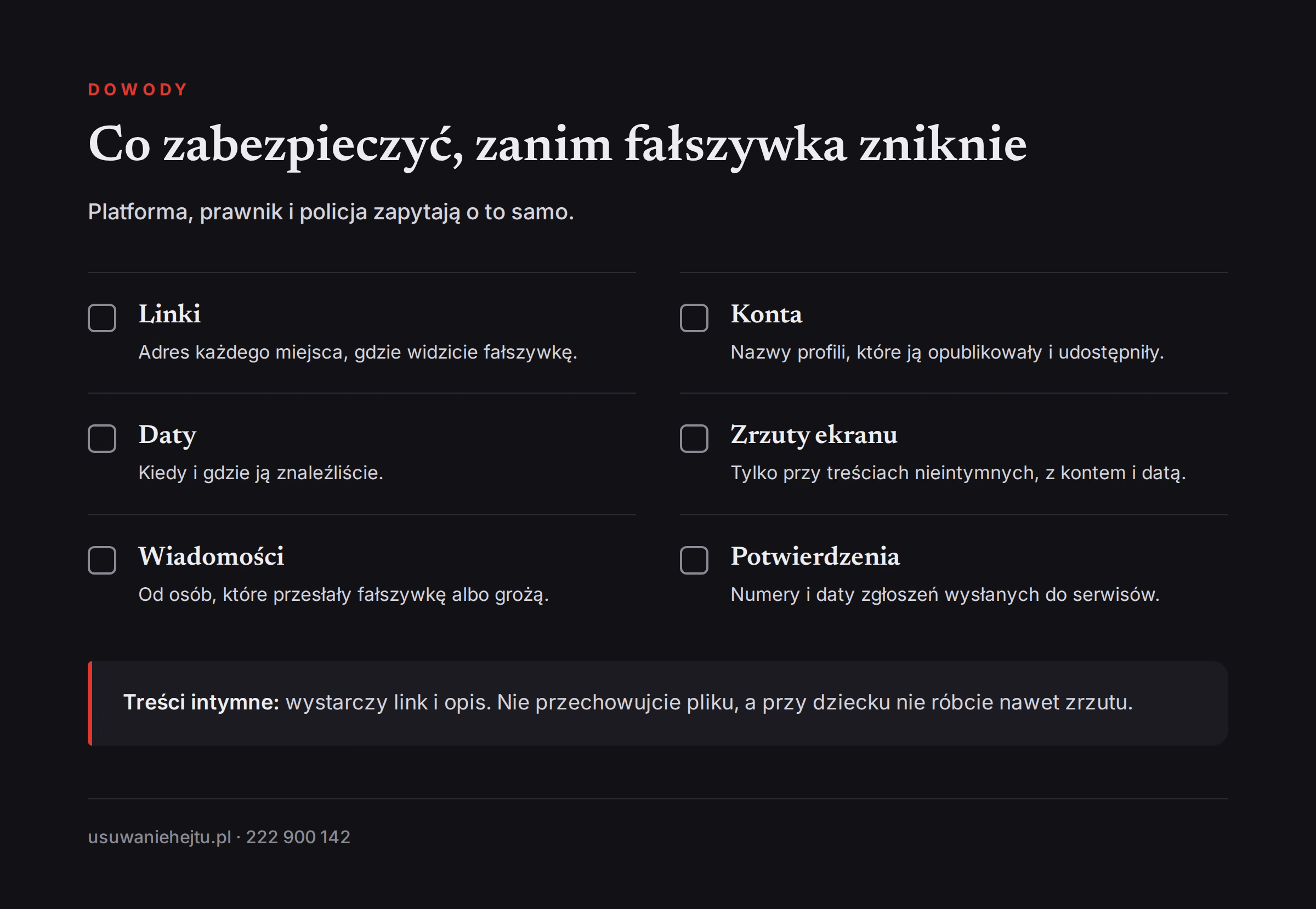 Lista dowodów do zabezpieczenia, gdy w sieci krąży deepfake