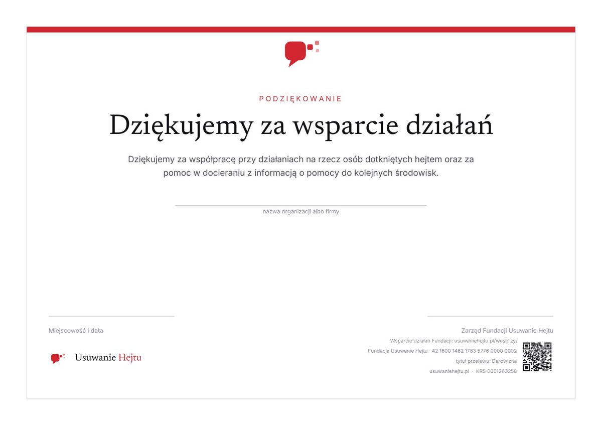 Podgląd: Dziękujemy za wsparcie działań
