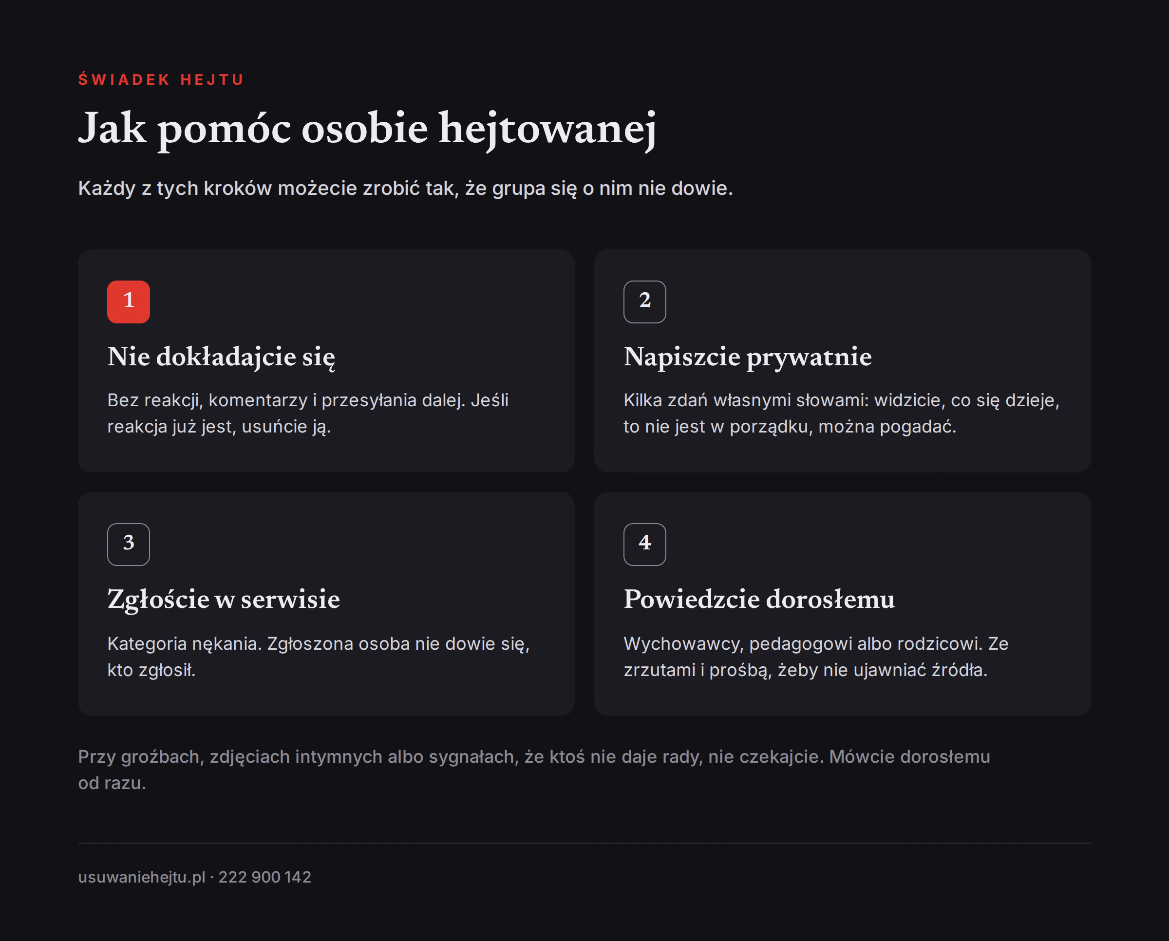 Cztery kroki pomocy osobie hejtowanej w klasie bez stawania się celem