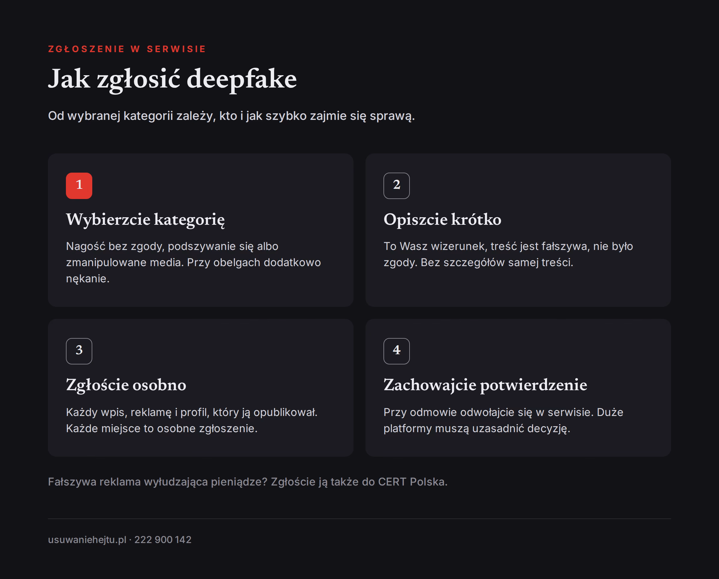 Jak zgłosić deepfake w serwisie krok po kroku