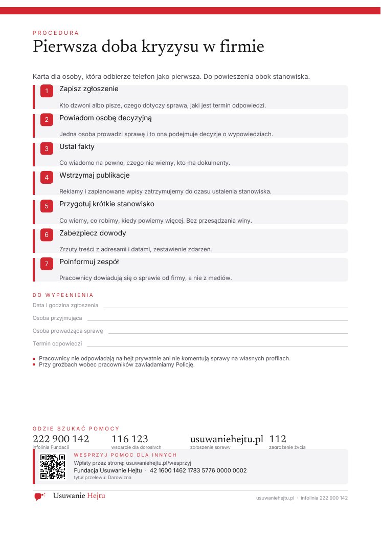 Podgląd: Pierwsza doba kryzysu w firmie