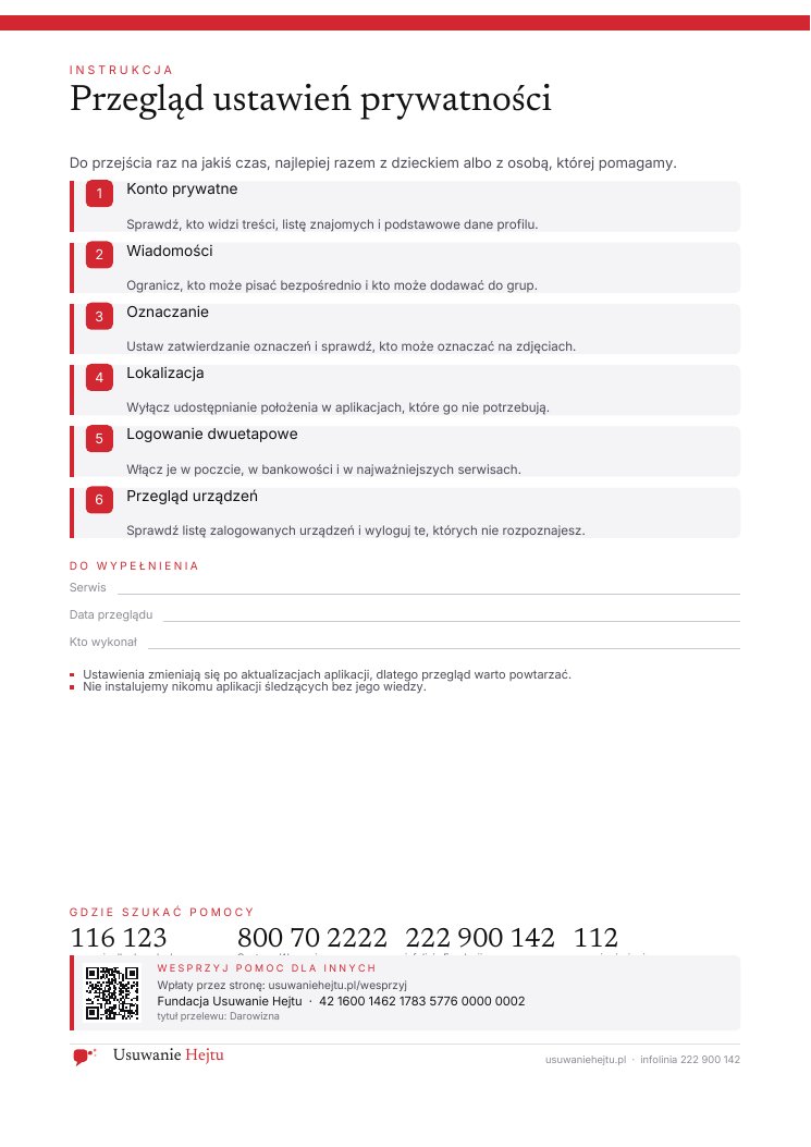Podgląd: Przegląd ustawień prywatności