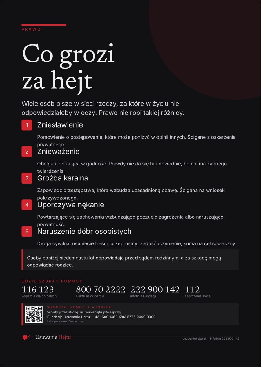 Podgląd: Co grozi za hejt