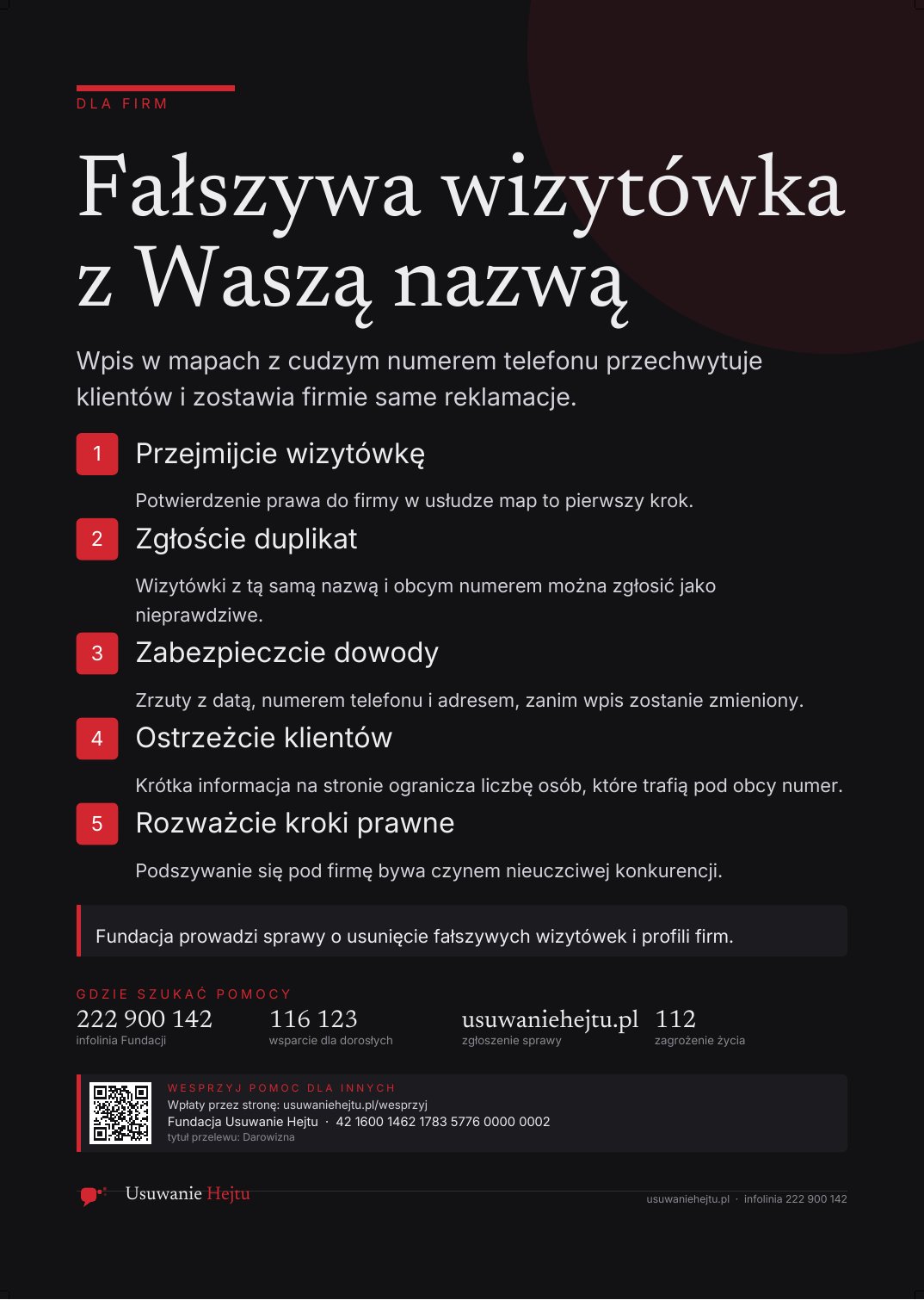 Podgląd: Fałszywa wizytówka z Waszą nazwą