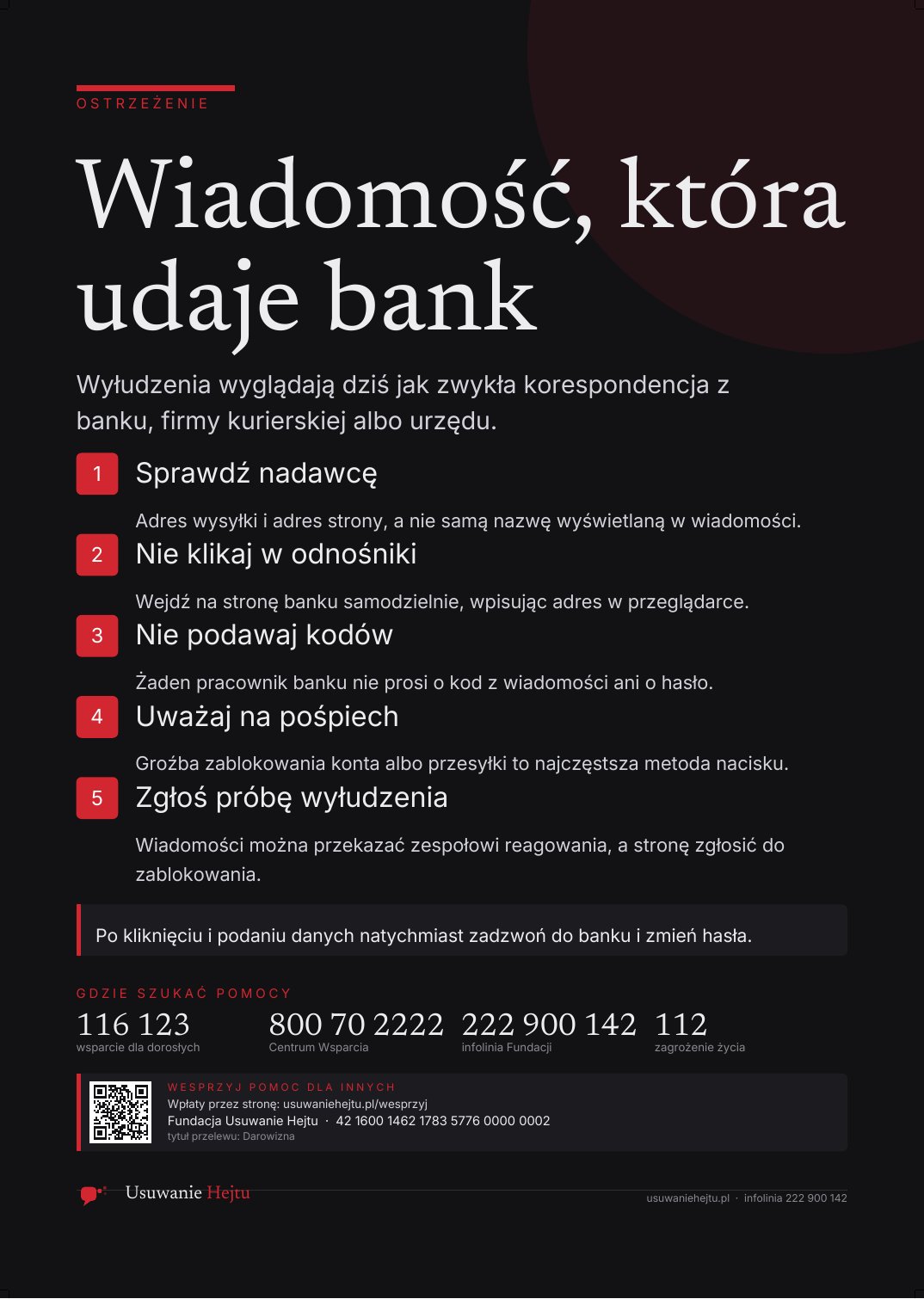 Podgląd: Wiadomość, która udaje bank