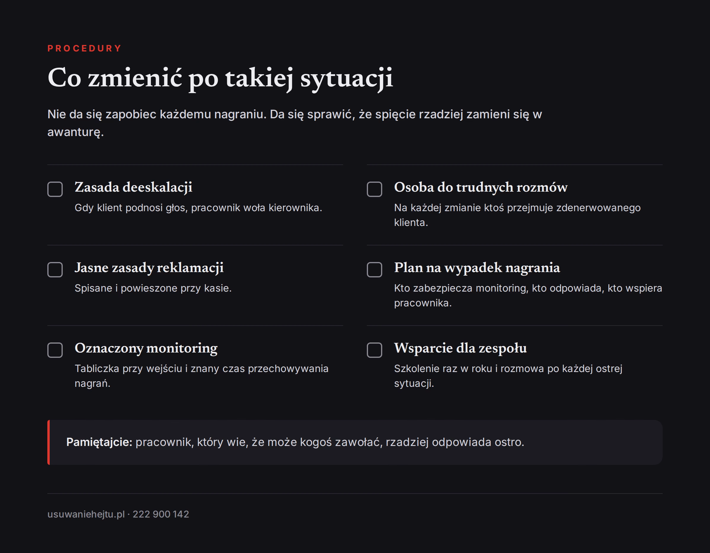 Zmiany w procedurach lokalu po nagraniu awantury z klientem