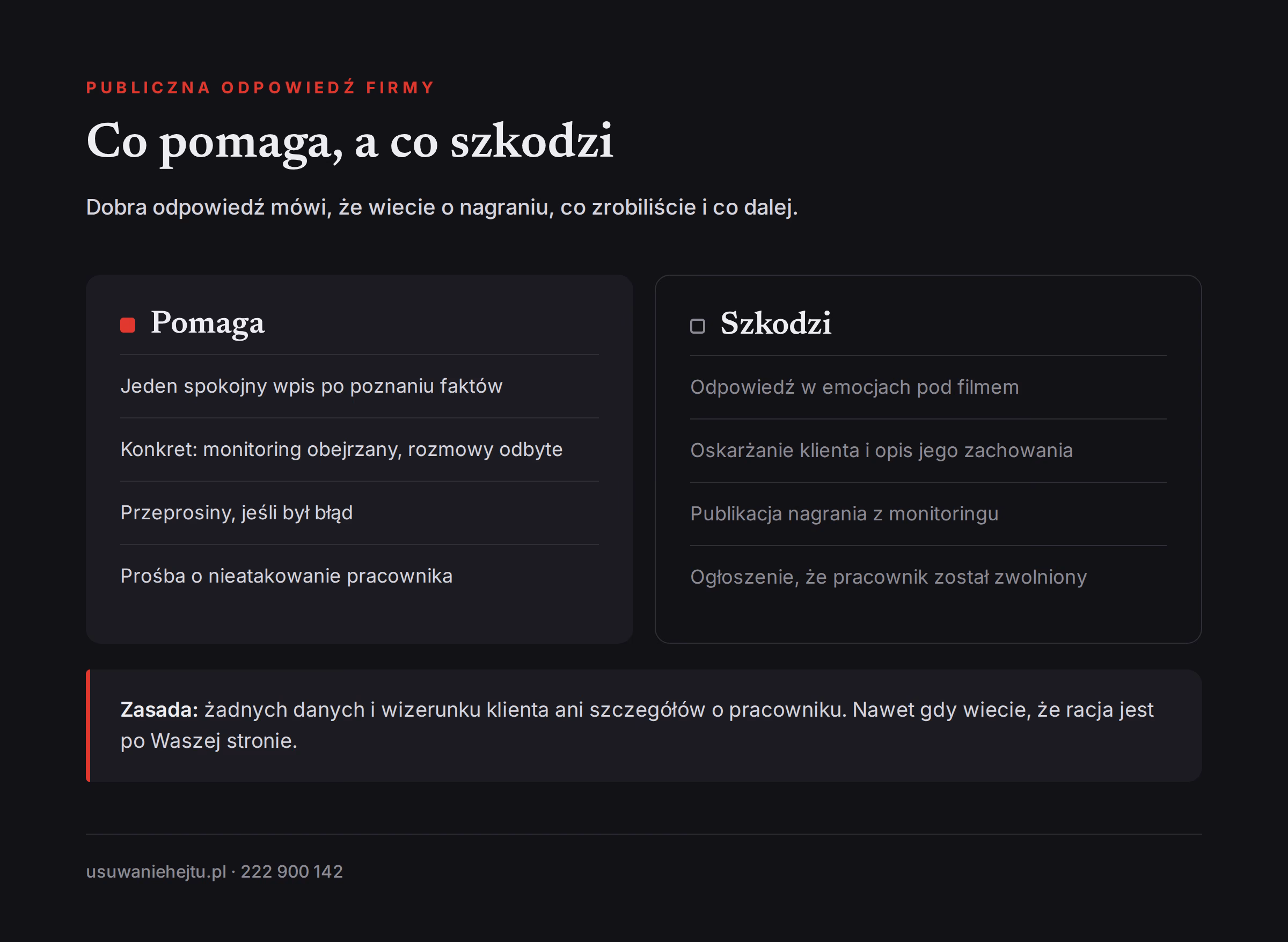Co pomaga, a co szkodzi w publicznej odpowiedzi firmy na nagranie klienta