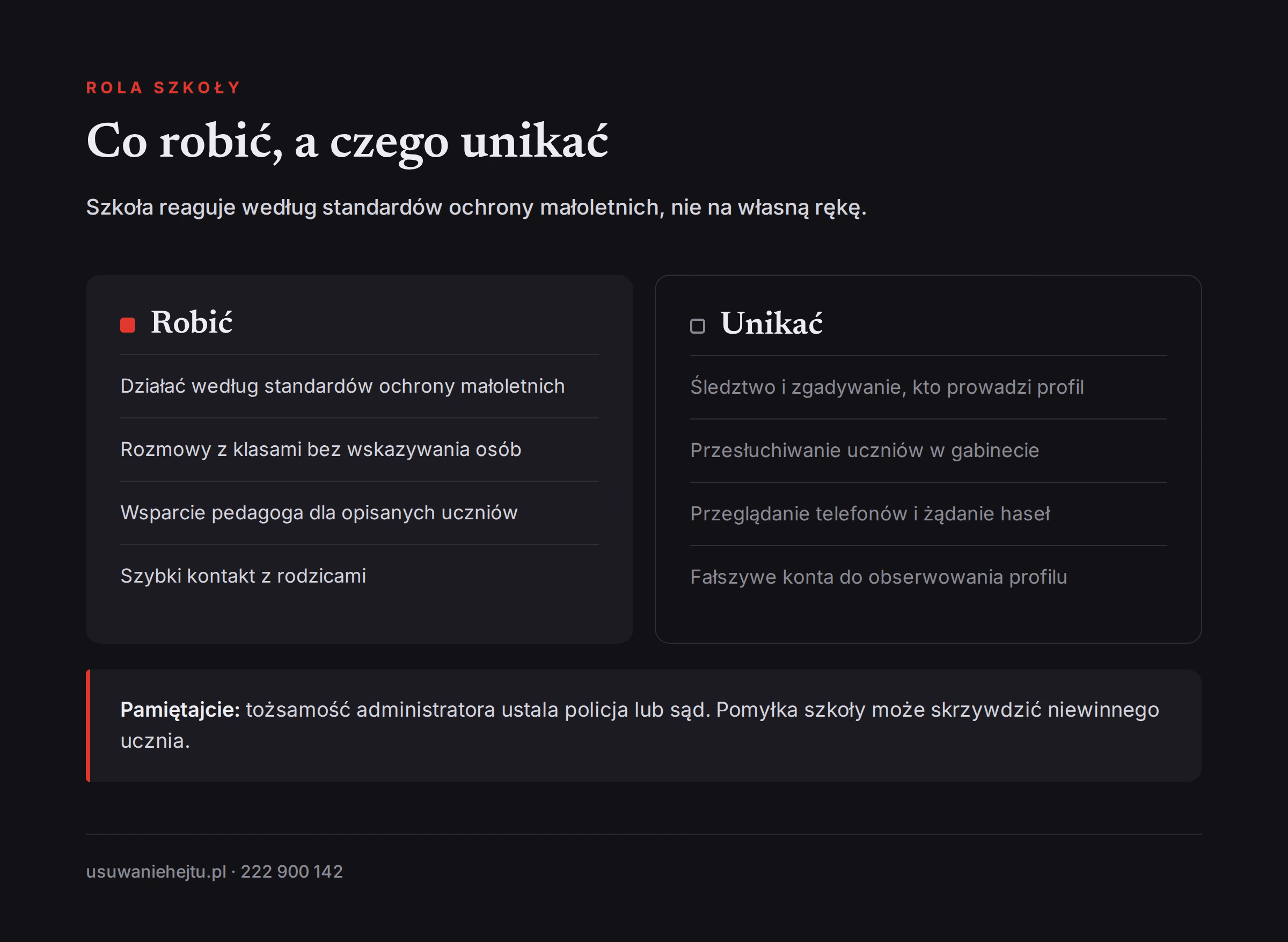 Rola szkoły wobec anonimowego profilu spotted: co robić, a czego unikać