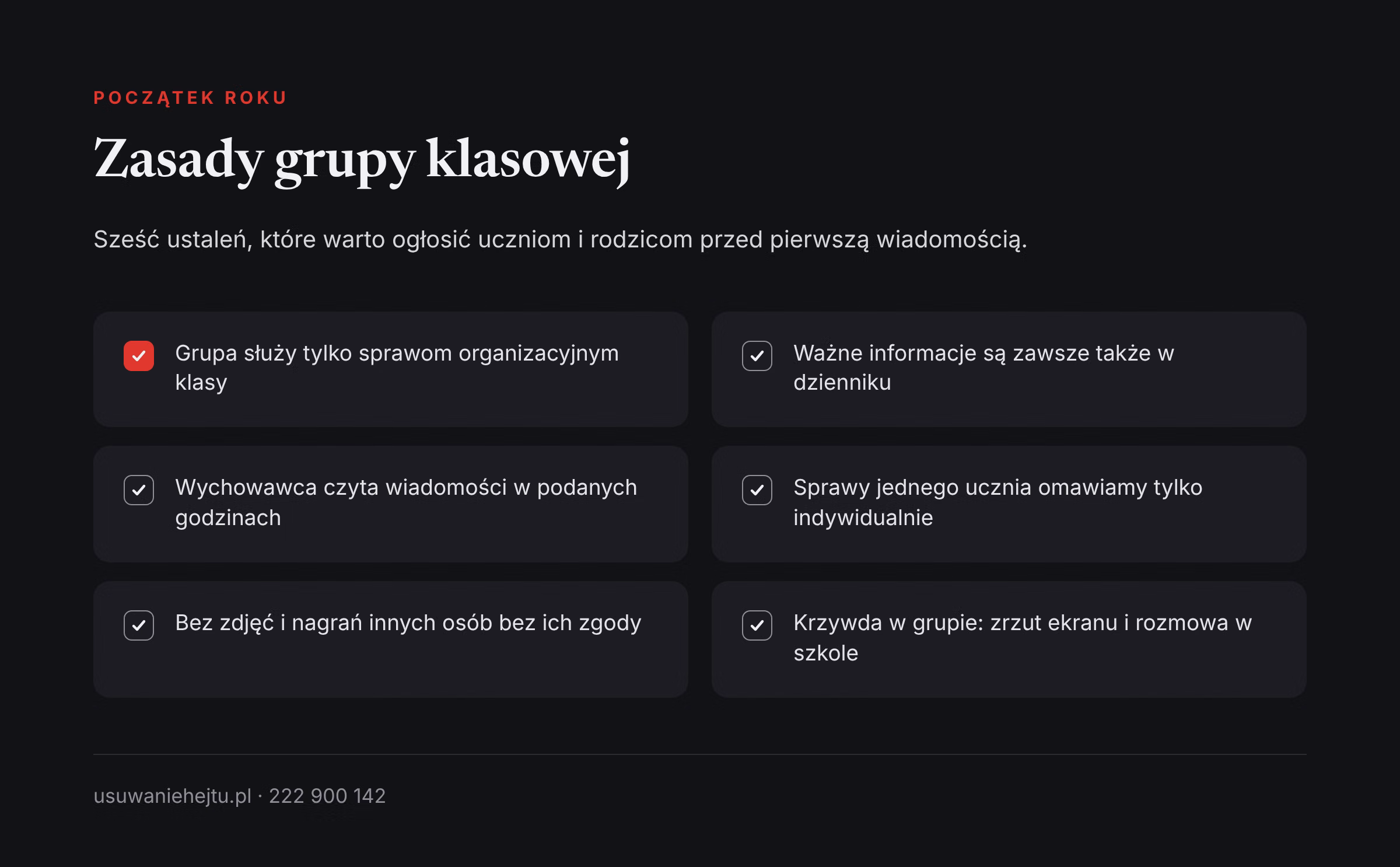 Zasady grupy klasowej na początek roku Wychowawca w grupie klasowej: sześć zasad dla uczniów i rodziców do ustalenia na początku roku szkolnego