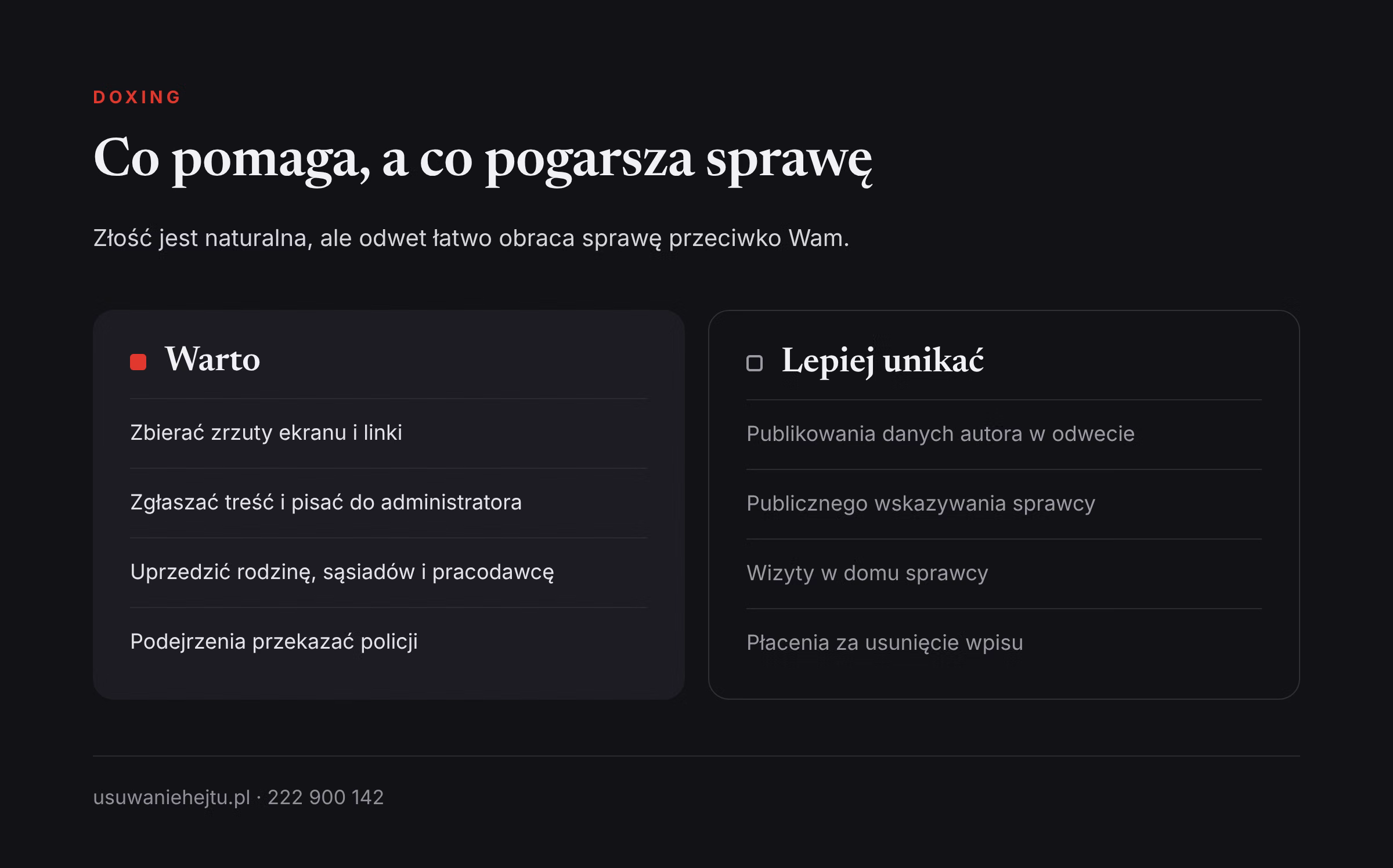 Doxing: co pomaga po ujawnieniu danych w sieci, a czego unikać, czyli odwetu i konfrontacji ze sprawcą