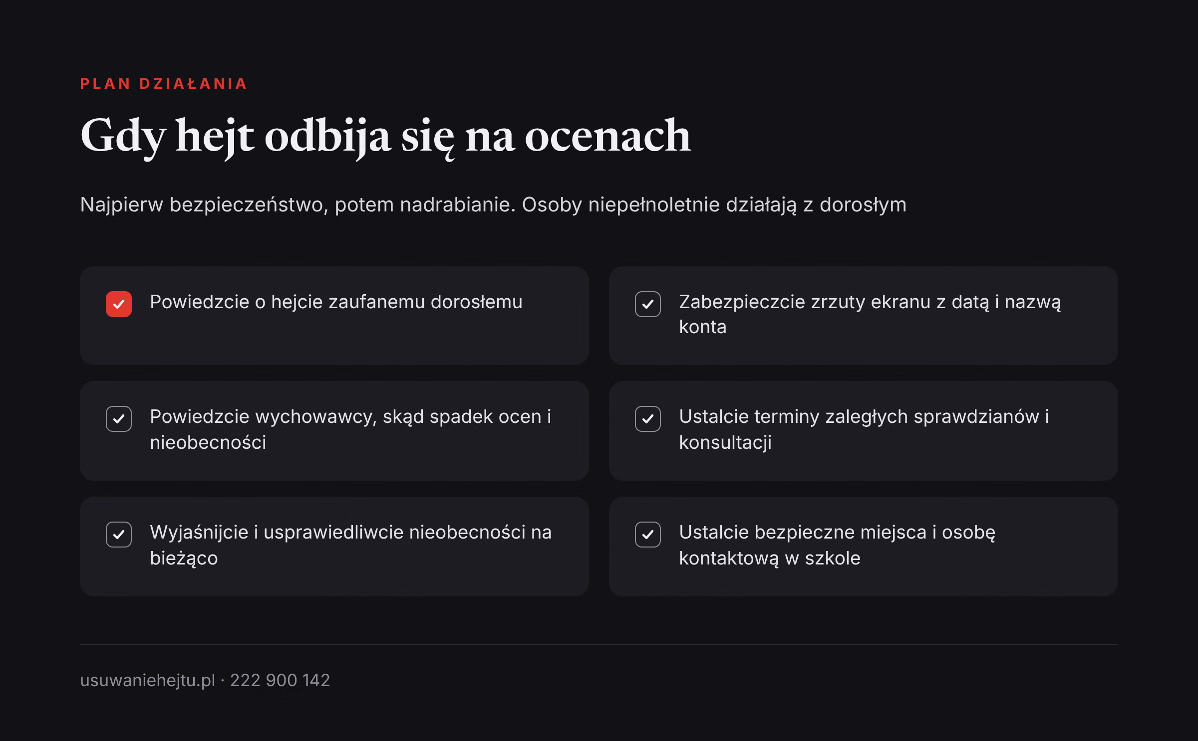 Co zrobić, gdy hejt odbija się na ocenach Wpływ hejtu na wyniki w nauce: sześć kroków dla ucznia, gdy po hejcie spadają oceny i przybywa nieobecności w szkole