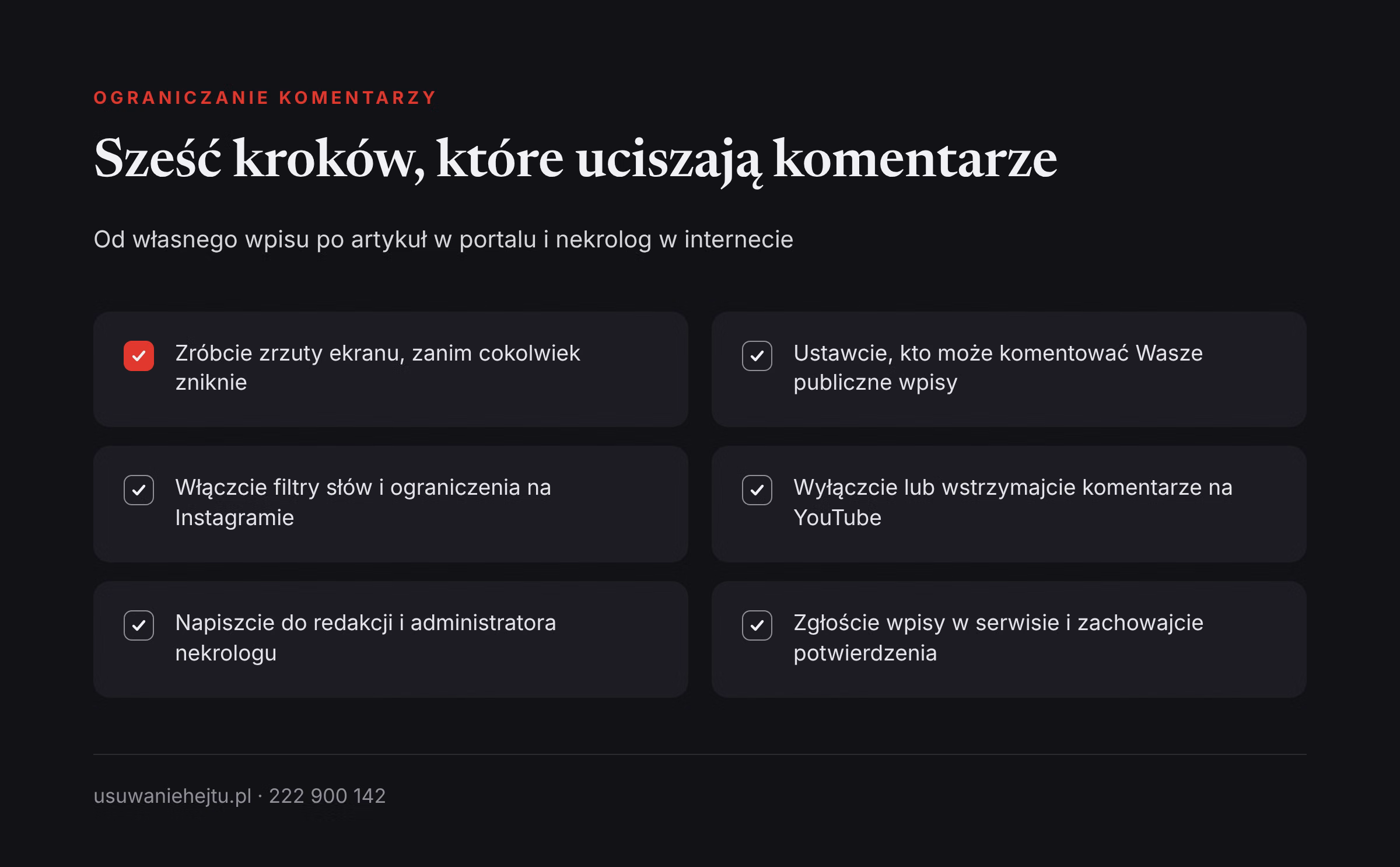 Hejt po śmierci bliskiego: sześć kroków ograniczania komentarzy pod wpisem, artykułem o wypadku i nekrologiem