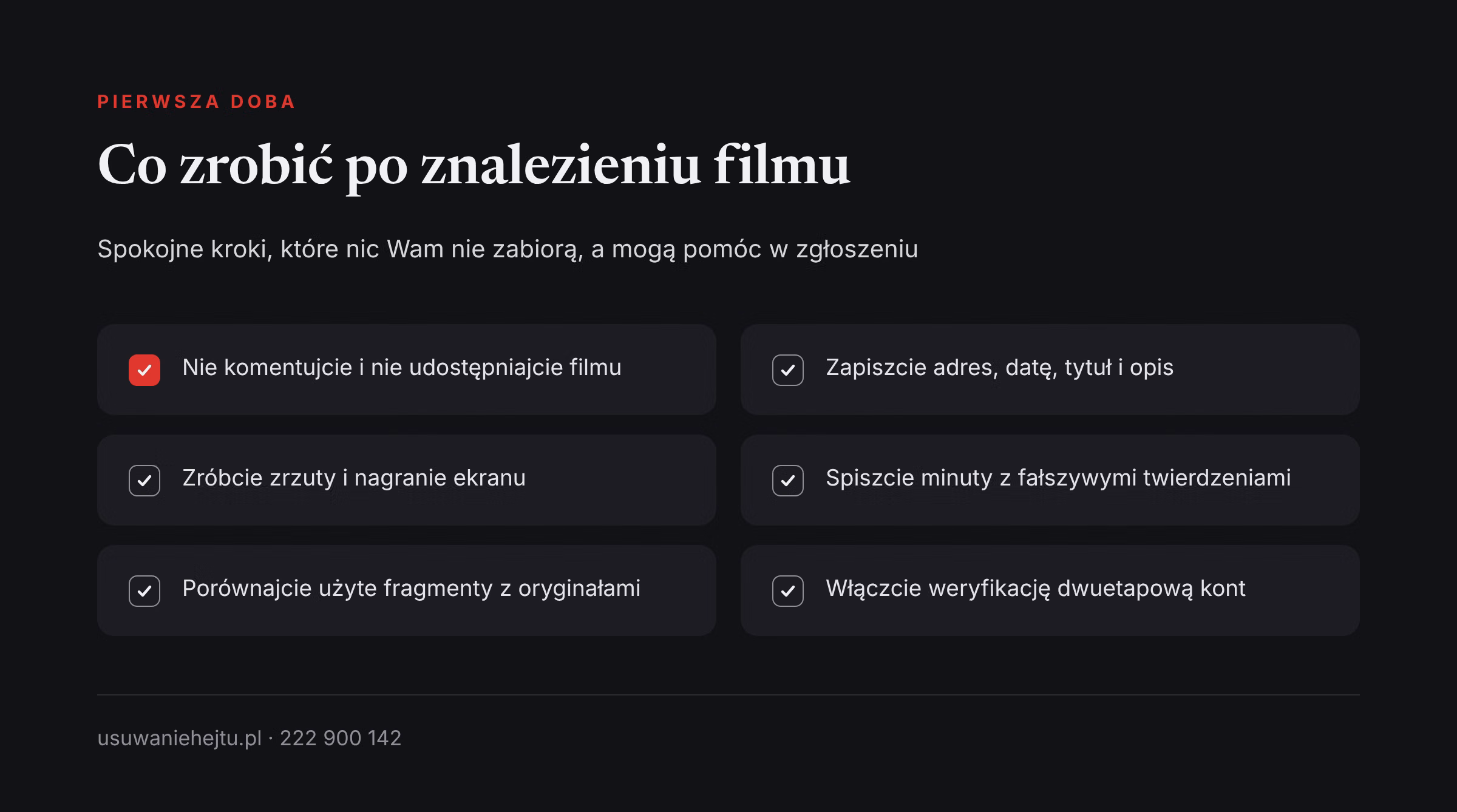 Pierwsza doba po filmie z dramą Kanały z dramami: sześć kroków w pierwszej dobie po znalezieniu filmu atakującego twórcę w sieci