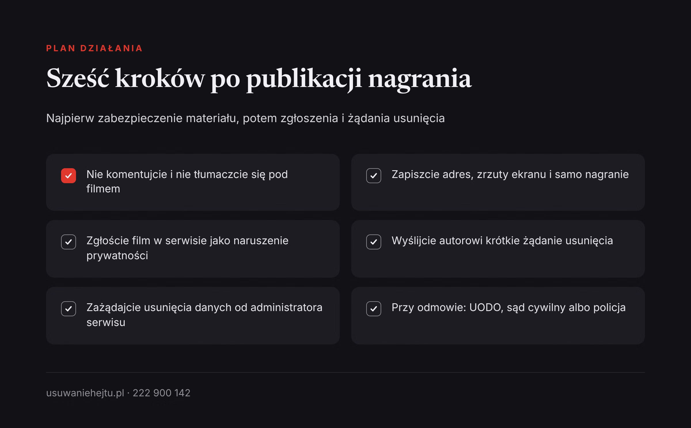 Sześć kroków po publikacji nagrania bez zgody Nagranie osoby pijanej w internecie: sześć kroków od zabezpieczenia materiału do żądania usunięcia filmu