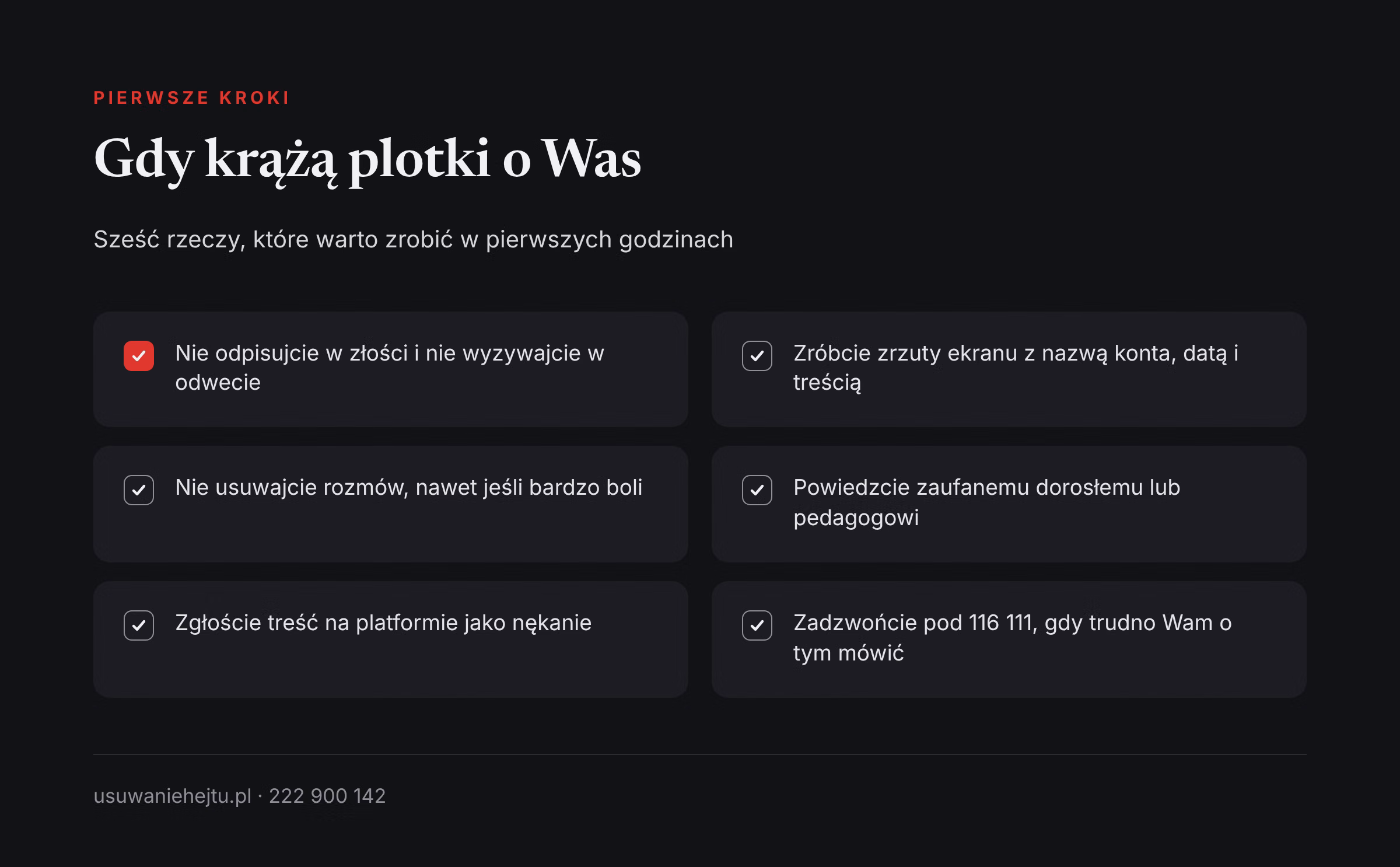 Plotki o życiu intymnym w szkole: sześć pierwszych kroków, które pomagają zabezpieczyć dowody i znaleźć wsparcie