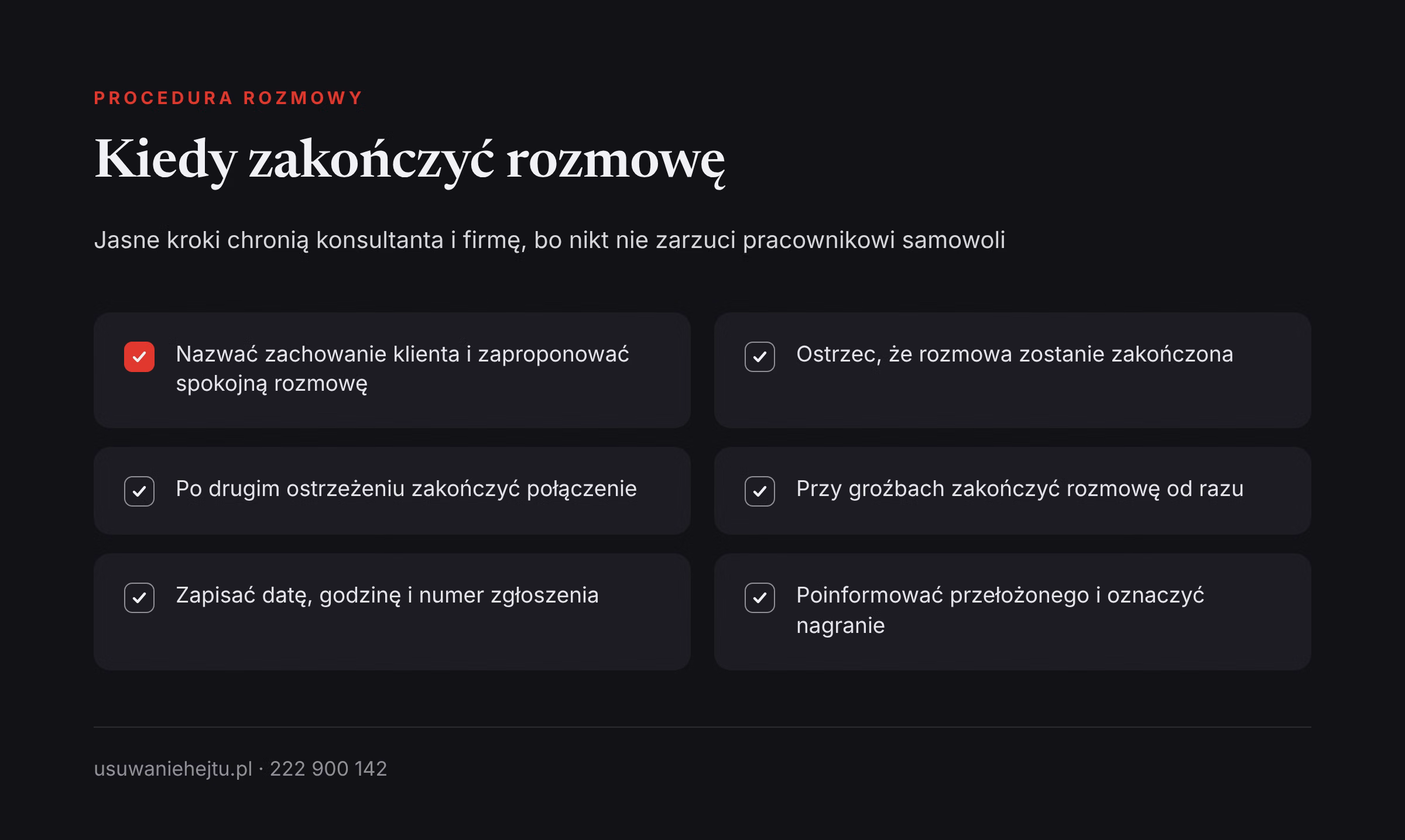 Pracownik infolinii obrażany przez klientów: sześć kroków procedury, od ostrzeżenia klienta do zabezpieczenia nagrania