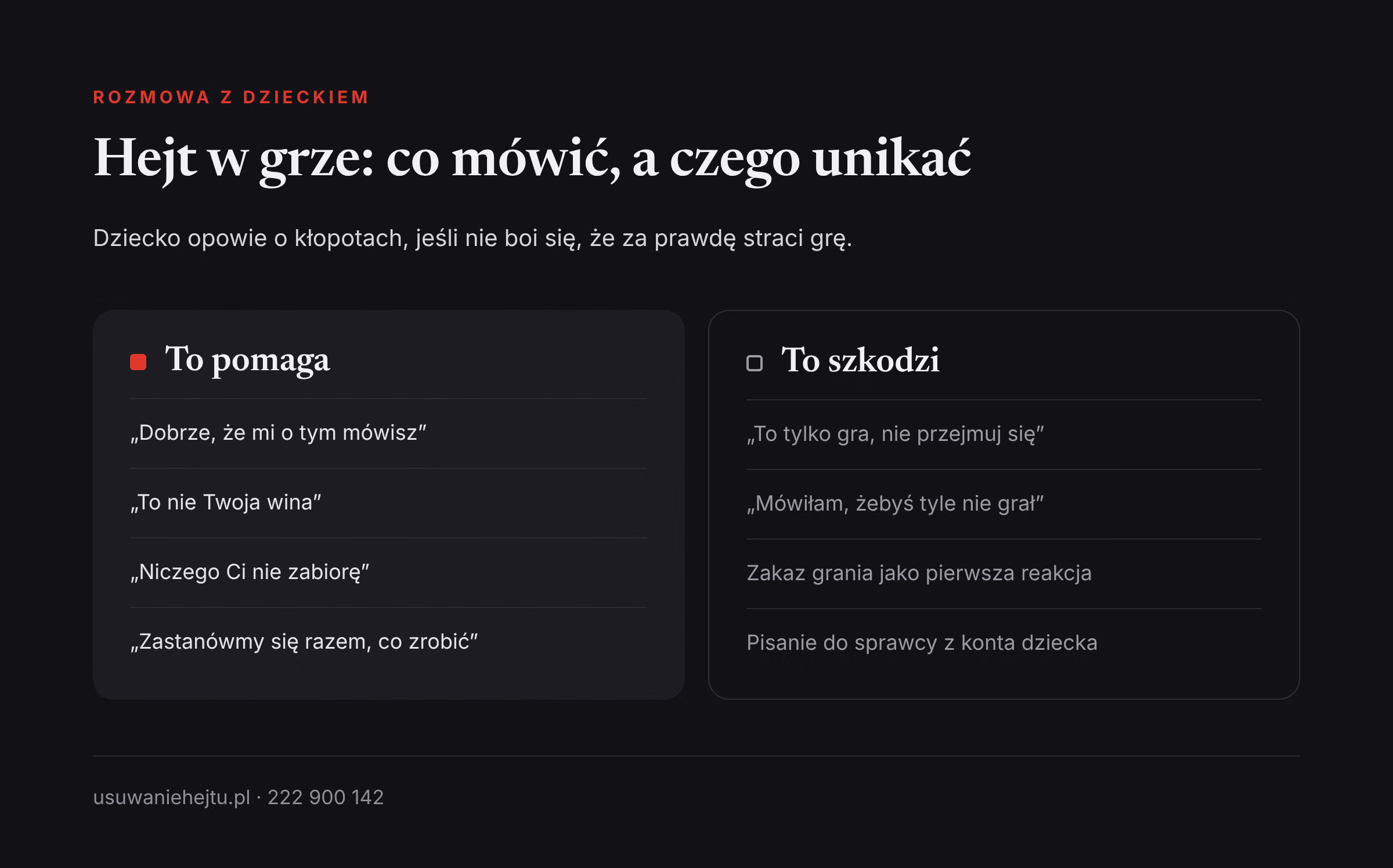 Jak rozmawiać z dzieckiem o hejcie w grze Rozmowa z dzieckiem o hejcie w grze: zdania, które pomagają, oraz reakcje rodziców, które zamykają rozmowę
