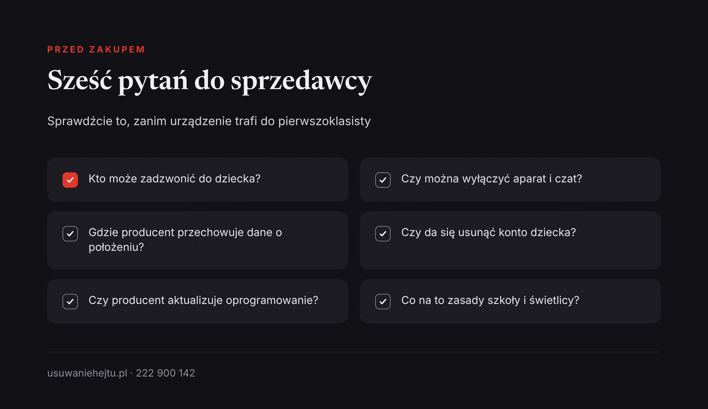 Pytania przed zakupem urządzenia Lista pytań przed zakupem: smartwatch czy telefon dla pierwszoklasisty i co sprawdzić w ustawieniach