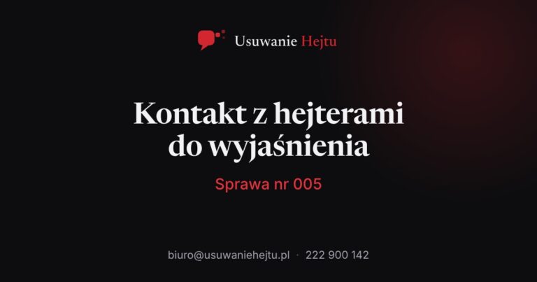 Sprawa nr 005 - kontakt z hejterami do wyjaśnienia