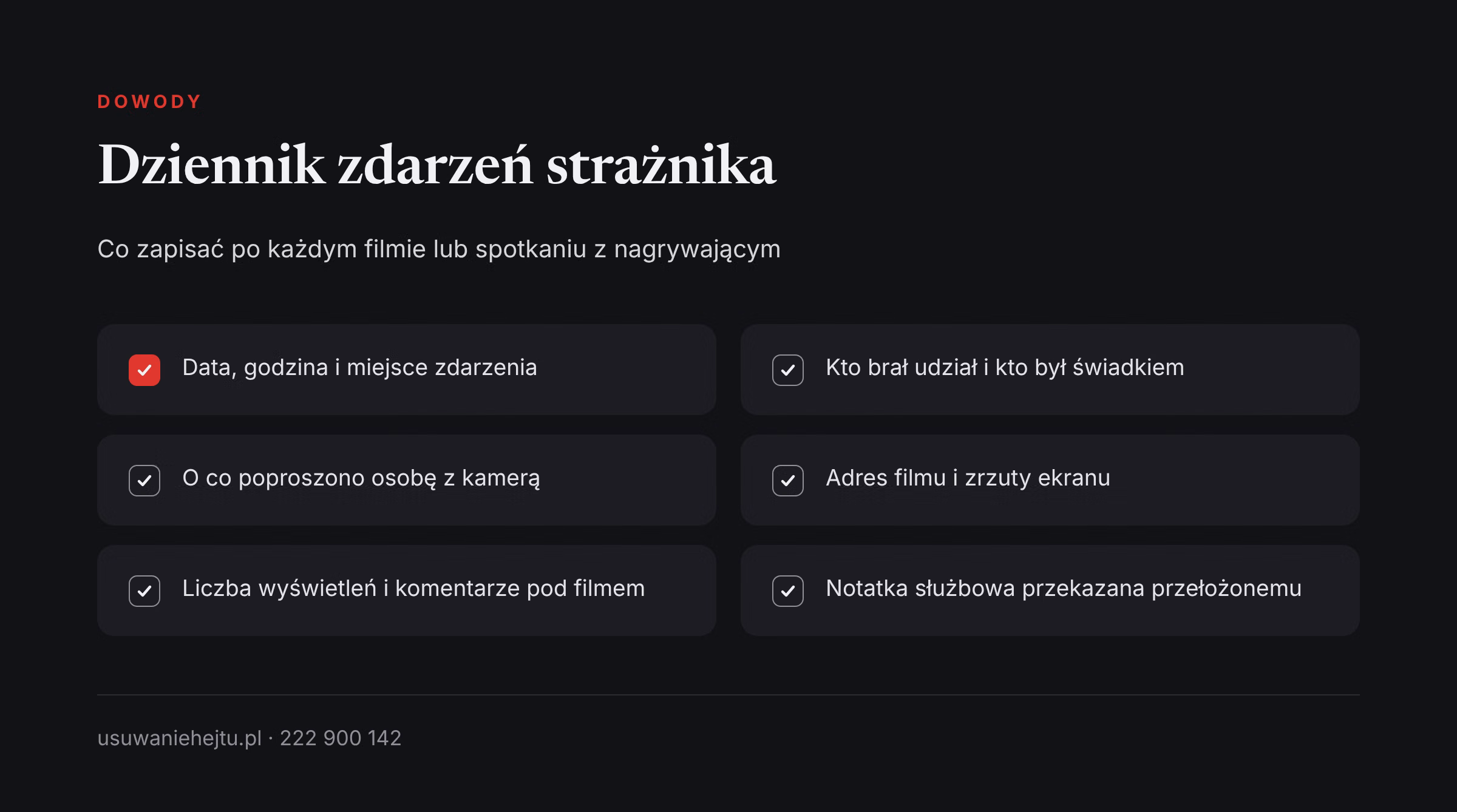 Dziennik zdarzeń strażnika miejskiego Dziennik zdarzeń strażnika miejskiego nagrywanego w sieci: lista rzeczy do zapisania po każdym incydencie