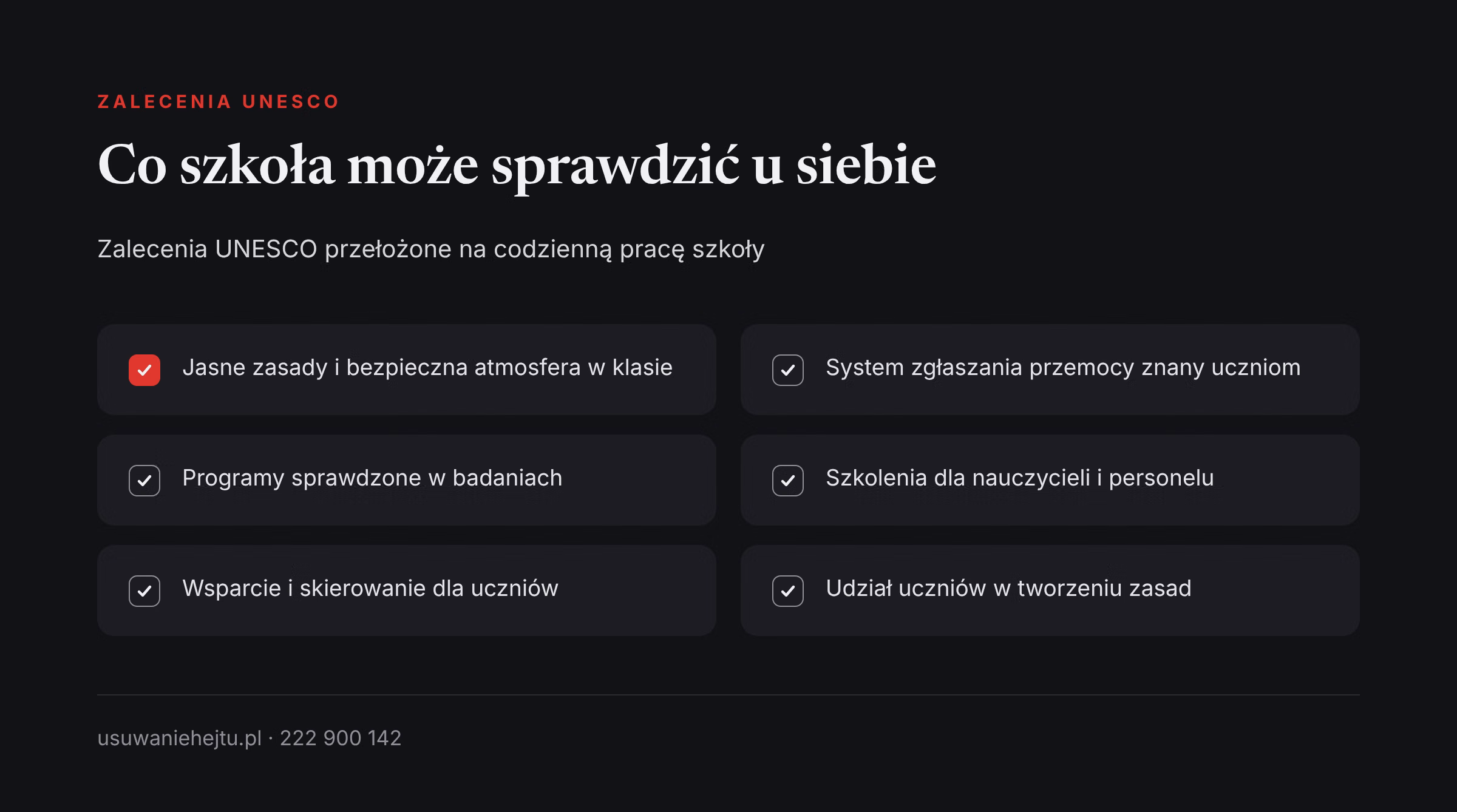 Zalecenia UNESCO dotyczące przemocy w szkole, które dyrekcja i pedagodzy mogą sprawdzić w swojej szkole