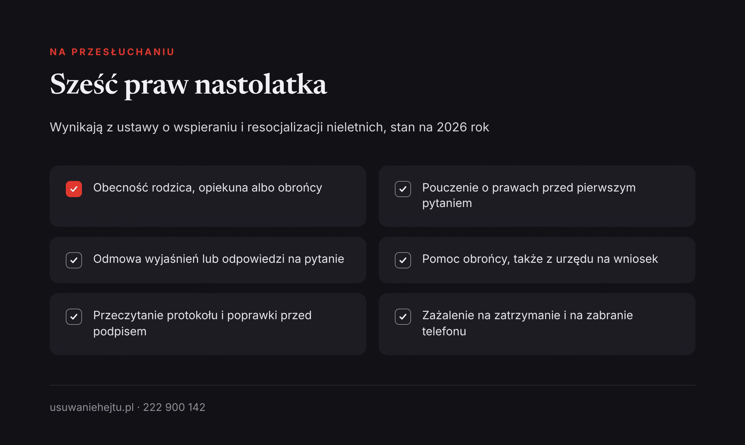 Przesłuchanie nieletniego prawa: sześć uprawnień nastolatka podczas rozmowy na Policji i w sądzie rodzinnym