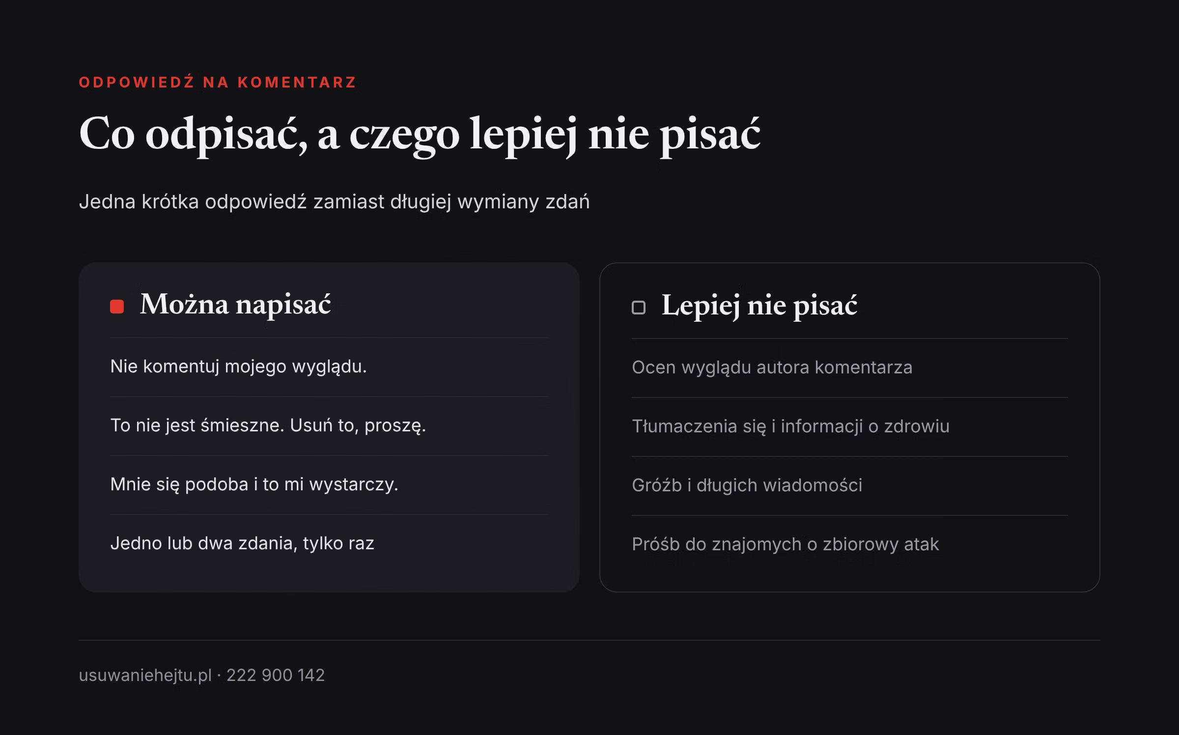 Co odpisać na komentarz o wyglądzie Wyśmiewanie wyglądu w internecie: przykłady zdań, które można odpisać, oraz odpowiedzi, których lepiej unikać