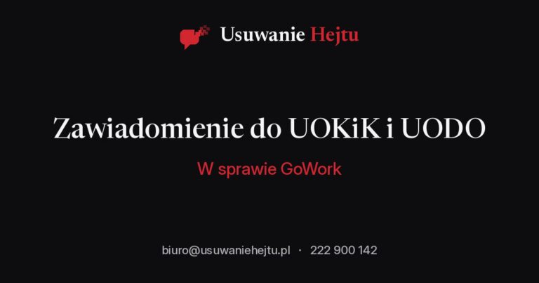 Zawiadomienie UOKiK i UODO w sprawie GoWork