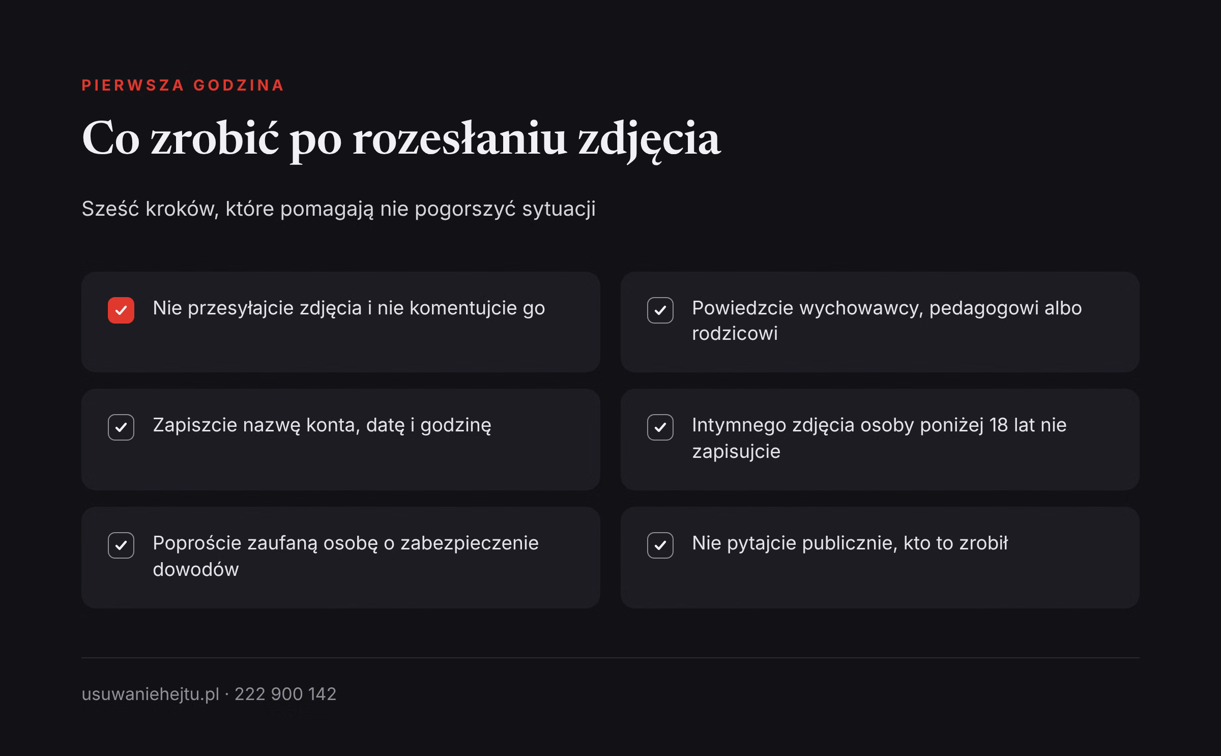 Zdjęcie zrobione z ukrycia w szatni lub na lekcji: lista sześciu kroków na pierwszą godzinę po jego rozesłaniu