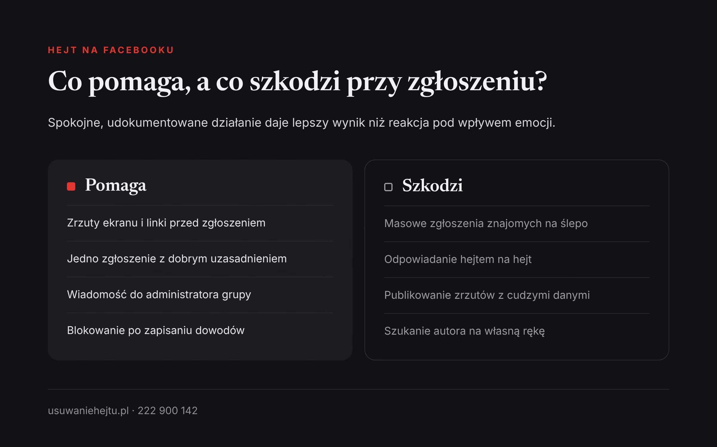 Zgłaszanie hejtu na Facebooku: co pomaga, a co szkodzi Zgłaszanie hejtu na Facebooku: co pomaga, a czego unikać, na przykład masowych zgłoszeń i odpowiadania hejtem